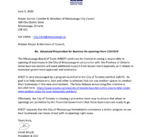 Letter to Mayor & Council on Business Re-openings – June 5, 2020
