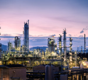 Manufacturing Of Petroleum Industrial Plant On Sky Twilight Back